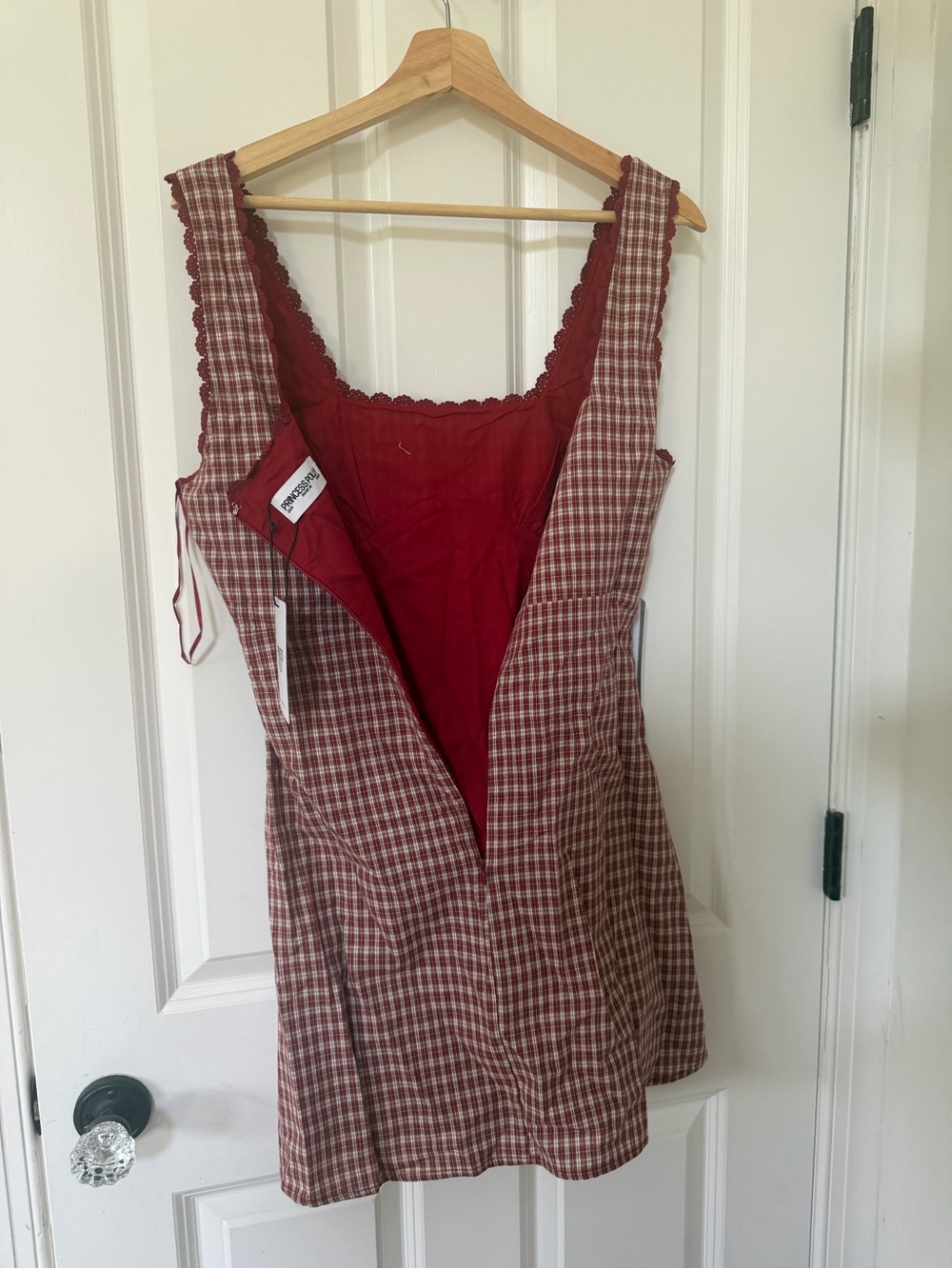 Princess Polly dasha mini dress size 6 never worn with tags, red check - Picture 2 of 4